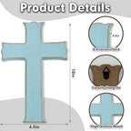 Bltgh Blue Wooden Cross Wall Decor, Religious Cross Gifts With Hook on Hanging Wall Or Table, Confirmation Cross Gift, Baptism Gifts, Rustic Home Church Room Crosses Décor, 10x6.5 IN