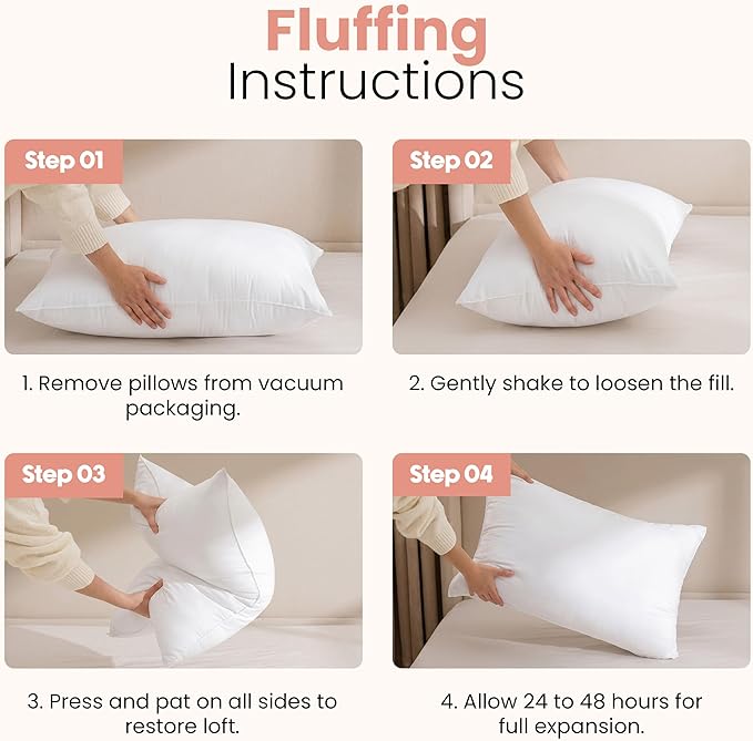 Utopia Bedding 16x24 Pillow Inserts, Set of 2, White – Indoor Decorative Throw Pillows for Bed, Sofa & Couch – Soft, Supportive & Fluffy Cushion Inserts