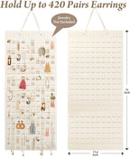 Extra Large Earring Organizer - Wall Mount Earring Holder for Up to 420 Pairs, Hanging Jewelry Organizer for Women & Girls