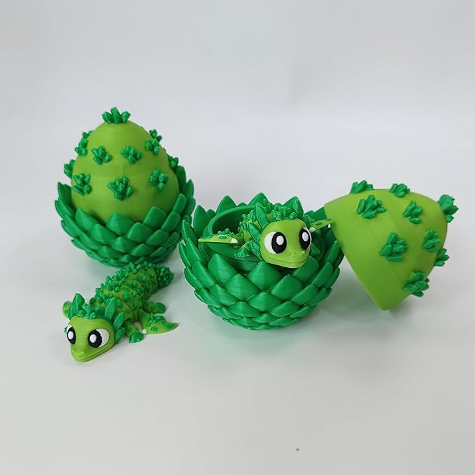 Enchanted 3D Egg with Miniature Inside - Handcrafted Printed Collectible | Fantasy Decor & Gift (Green Crystal Dragon & Egg (Box))
