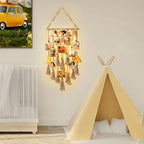 Homecor Hanging Photo Display Wall Decor, Gray Macrame Wall Hanging Boho Room Decor, Picture Frame Collage Board with Remote Light 30 Clips, Bedroom Home Decor, Christmas Mom Grandma Teen Girl Gifts