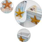 2 Pack Wooden Handmade Mini Chair Box Beach Decor Nautical Theme Decoration for Home Office Desk (Starfish)