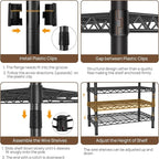 Heavy Duty Garment Rack Clothes Rack,Large Metal Closet Organizer System Storage Wardrobe,Freestanding Clothing Rack Black 15.75" D x 77.5" W x 77" H