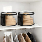 4 Pcs Oversized Clear Hat Storage Box, Cowboy Hat Organizer Bag for Closet, Foldable Case with Carrying Handles for Women Men (Black)