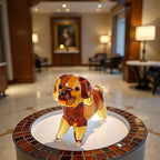 Brown Mini Dog Art Blown Glass, Crystal Cute Dog Figurine, Glass Ornament Statue Animal Collectible, Blown Art Pet Animal Collectible Figures Home Décor Accents
