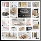 BLU MONACO | Cardboard Magazine File Holder Set of 4 Gold White Stripes | Vertical Magazine File Holder with Label Slots | Standing File Holder and Cardboard Bins for Shelves Desk Classroom