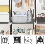 LOKEME Portable Closet, Wardrobe Closet with 3 Hanging Rods and 6 Storage Shelves and 4 Side Pockets, Gray Portable Closets for Hanging Clothes Easy to Assemble and Strong and Stable