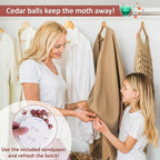Woodever 110 Pack Cedar Balls for Clothes Storage, for Wardrobes and Drawers, 100% Natural Aromatic Cedar Wood Balls, with Sandpaper and Sachets