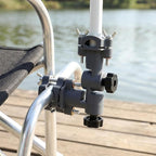 Levemolo Fishing Chair Umbrella Stand Adjustable Knob Fishing Rod Holder Bracket with Bait Tray 6.10X4.72X1.49In Outdoor Umbrella Stand Holder for Beach Chair
