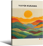 Yayoi Kusama1986 Wall Art Japanese Gallery Exhibition Wall Decor Yayoi Kusama Poster Abstract Landscape Canvas Print for Japanese Home Bedroom Decorations Artwork20x30in Framed