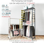 lumizone Folding Clothing Rack with Wheels Expandable Wardrobe Portable Clothes Rack for Hanging Clothes Adjustable Closet Shelves Garment Rack Durable Closet Racks for Hanging Clothes (Pro Black)