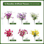 Artificial Fake Petunias Flowers for Outdoors Spring Decoration, 12 Bundles Faux Flower Plants UV Resistant Realistic Silk Flower for Outside Planters Patio Porch Yard Window Box (6 Mix Colors)