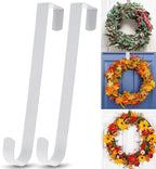 12 in Wreath Hanger for Front Door 2 Pack White Wreath Hangers Over The Door Wreaths Hanger Hook Christmas Wreaths Hook Decorative Halloween Easter Hangers Sturdy Home Hanging Wide