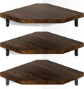 Alsonerbay Corner Shelf Wall Mount, Set of 3 Floating Corner Shelves with Cord Hole, Rustic Wood Shelves for TV, Speaker, Cable Box, Game Console for Bedroom, Kitchen, Living Room Carbonized Black