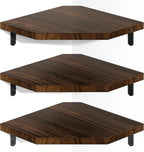 Alsonerbay Corner Shelf Wall Mount, Set of 3 Floating Corner Shelves with Cord Hole, Rustic Wood Shelves for TV, Speaker, Cable Box, Game Console for Bedroom, Kitchen, Living Room Carbonized Black