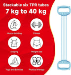 6 Gear Adjustable Resistance Bands, Fitness Resistance Bands Exercise Bands with Comfort Grips, Unisex, for Arms, Chest Extender, Home Workout, Fitness, Pilates