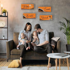 ONIZHITY 4 Pcs Orange Bathroom Decor Boho Wall Art With Relax Soak Unwind Breathe Quotes - Abstract Wooden Farmhouse Decor for Bedroom Living Room Office (10x4 Inch)