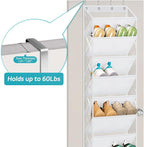 AOODA 10 Tier Clear Over the Door Shoe Organizer Storage, Deep Pockets Large Hanging Shoe Rack for Closet Door, Fit 20 Pairs Sneaker Holder Hanger for Boots (White)
