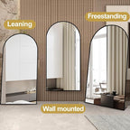 Dewfig Arched Full Length Mirror, 76"x34" Large Floor Mirror, Full Body Mirrors for Leaning or Hanging, Standing Mirrors for Bedroom, Living Room,Dressing Room, Aluminum Alloy Frame, Black