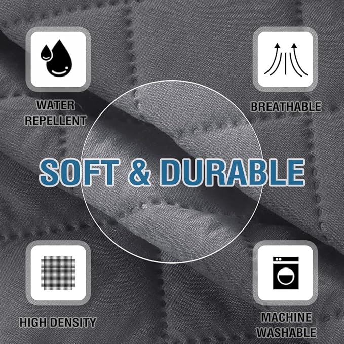H.VERSAILTEX Couch Arm Covers Water Resistant Armrest Covers for Sofa Remote Control Holder Sofa Armrest Organizer for Magazine, Tablet, Phone, iPad(Set of 2, Gray/Beige)