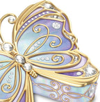 The Bradford Exchange Porcelain Butterfly Music Box with 22K Gold Accents, Simulated Jewels, and Storage, Plays Wind Beneath My Wings