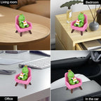 Miniature Frog Figurine Desk Decor, Cute Frog Statue, Mini Frog Garden Decor Resin, Funny Frog Figure Decorations Fairy Garden Accessories Gifts for Home,Office,Room Ornament(Pink Cake)