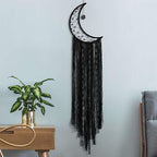 Dream Catcher Black Moon Dream Catchers with Crystal Stone, Handmade Gothic Wall Hanging, Witchy Woven Boho Decor for Bedroom Bohemian Home Decoration Ornament Craft Gift (Black)