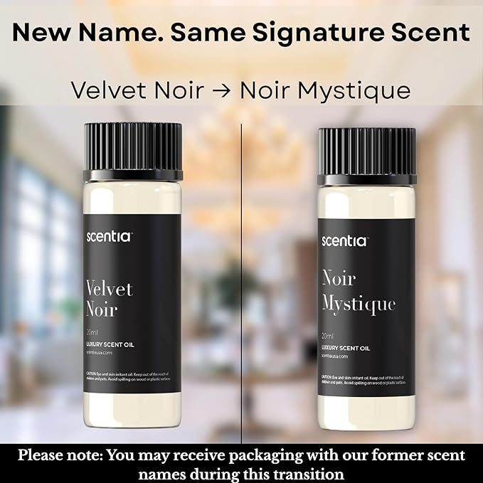 Scentia Noir Mystique – Hotel-Inspired Diffuser Oil, 20 ml (0.67 fl oz) | Essential Oil Blend of Rose, Bergamot, Lemon & Musk | Luxury Aroma for Aromatherapy Diffusers & Humidifiers, Thanksgiving Gift