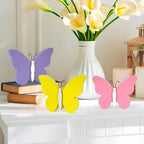 3Pcs Spring Butterfly Decorations for Home, Rustic Wooden Butterfly Decorative Accessories Spring Table Centerpiece Tiered Tray Decor