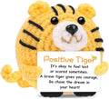 Positive Crochet Tiger Funny Valentine's Day Birthday Gifts for Women Men Coworkers Friend Daughter Dad Son Appreciation, White Elephant Small Xmas Stocking Stuffers Thanksgiving Emotional Cute Decor