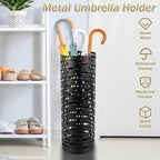 Umbrella Stand Rack, Free Standing Round Metal Umbrella Holder, Walking Sticks Umbrella Bins Waterproof Umbrella Storage Rack 16.5 x 6 inch Hollow Umbrella Storage Bucket for Indoor Home Office(black)