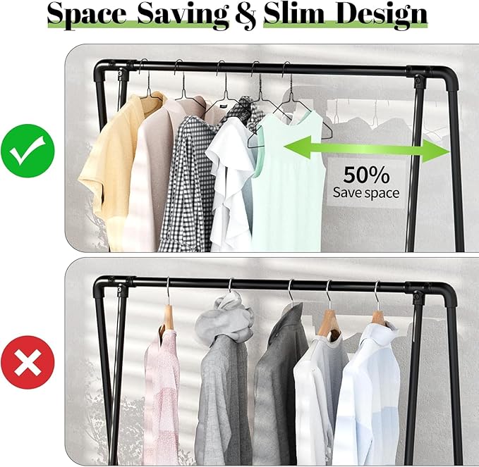 Wire Metal Clothes Hangers Bulk 50 Pack, 16 Inch 12 Gauge Standard Size, Slim Space Saving for Coat Suits Shirts Pants Skirts, Non Slip, Black