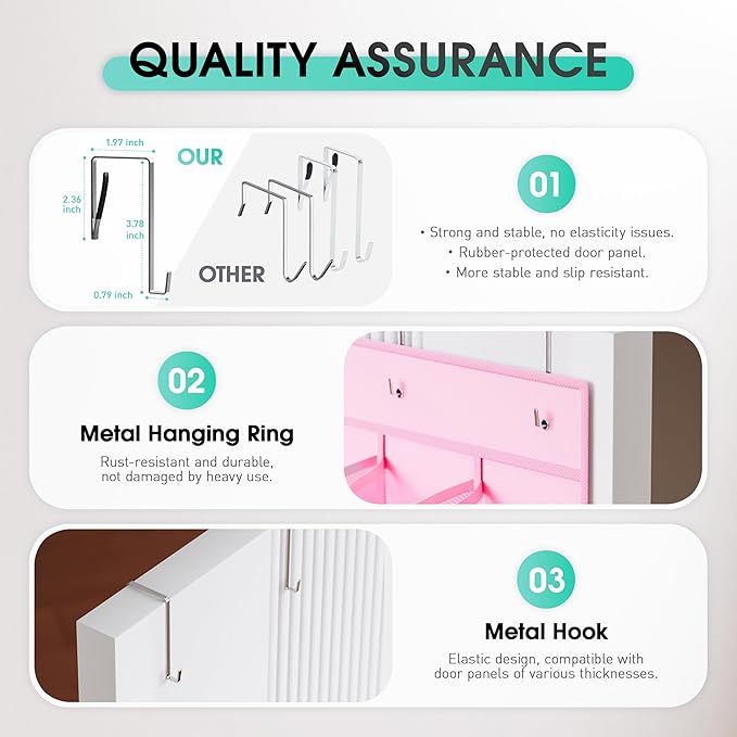 WVM Over the Door Shoe Organizer with 35 Breathable Mesh Pockets, Hanging Shoe Organizer for Door with 4 Metal Hooks, Large Capacity Closet Storage for Shoes, Accessories