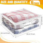 Plastic Storage Bags with Easy-Glide Zipper, Pack of 6, Durable Clear Vinyl Zippered Storage Bags for Clothes Sweaters Comforters Blankets Sheets Bedding (15 x 12 x 5 Inch)