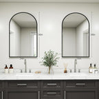 DUMOS Black Metal Arch Vanity Rounded Rectangle Bathroom Mirrors for Over Sink Wall, 24x37 Inch Large Matte Mirror, Modern Decorative for Restroom, Farmhouse