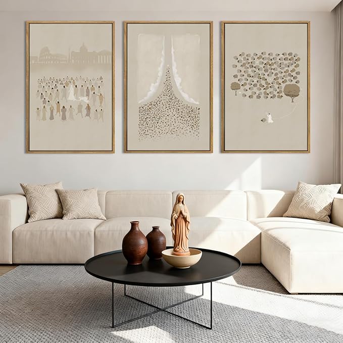 BINCUE Extra Large Jesus Wall Art Framed Jesus and Lamb Wall Painting Christian Jesus Artwork Religious Wall Pictures Jesus Wall Decor Christian Art Print for Living Room Bedroom Church Decor 24x36 Inch 3 Piece