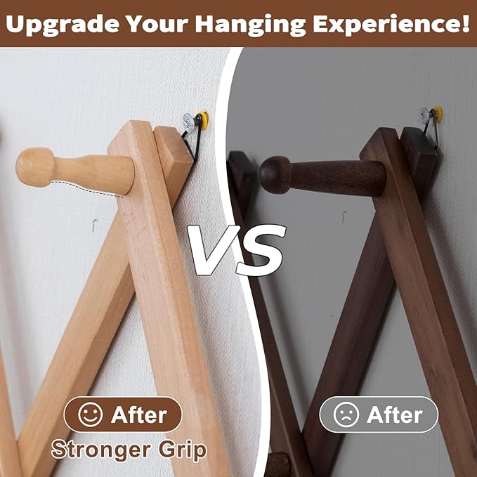 Wall Rack with 10 Hooks, Wooden Wall Expandable Coat Rack for Coat, Hats, Baseball Caps, Coffee Mug, Jewelry(Natural)