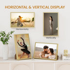 7x11 Aluminum Metal Picture Frame,Tempered Glass Gold Photo Frame 7x11 for Family Photo,Posters,Art,Document to Wall Mount Horizontally or Vertically