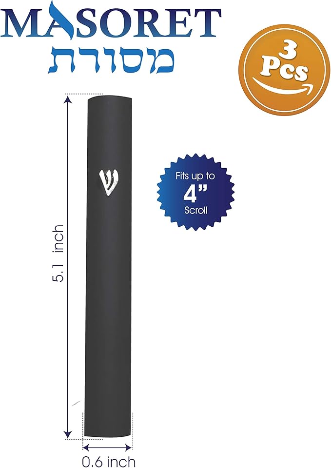 3-Piece Aluminum Door Mezuzah Cases: Special Profile, No Holes, 4-Inch 10cm Hebrew Parchment Scroll Holder Boxes