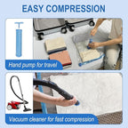 Vacuum Storage Bags with Hand Pump, Plastic Packaging Bags, 80% Space Saver Vacuum Seal Bags for Clothing, Travel Lugggage, Blankets, Comforters, 20 Combo