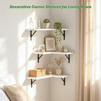 NATURE'S SOURCE Corner Floating Shelves Set of 3, Corner Shelves Wall Mounted, for Bedroom Kitchen Living Room Bathroom Office- Gothic Style (White, Set of 3)