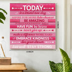 Pink Wall Decor, Inspirational Office Wall Art for Women, Motivational Quotes Room Decor For Teen Girls, Pink Framed Canvas Posters for Bedroom Kitchen Home Decorations, 8 x 8 Inches