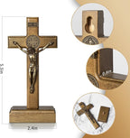 KUXBET Wood Standing Cross 5inch Small Crucifix - Jesus Christ Wall Cross Crucifix for Table or Wall Decor Home Decoration (5.5" L x 2.4" W)