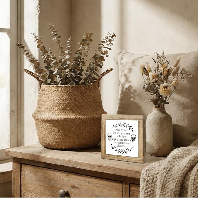Dark Sense Humor Sign, Inspirational Gift, Wood Box Decor, Motivational Gift For Man Women, Inspirational Gifts For Friends Colleague, Farmhouse Home Office Living Room Decor