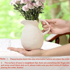 Ceramic Jug Vase, Small Farmhouse Pitcher Vase for Home Decor, Rustic Decorative Pottery Flower Vases with Handle, Centerpiece for Kitchen/Living Room/Bedroom/Office/Bookshelf/Mantel, Height 5.6"