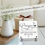 Prayer Changes Things Wooden Sign - 5" Prayer Quote Wooden Plaque With Metal Support - Funny Rustic Tabletop Bathroom, Toilet Room Decor - Housewarming Gifts For Family & Friends - A02