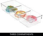 iDesign 3-Section Drawer Organizer for Kitchen, Bathroom, and Desk Drawers - Set of 6 - Clear