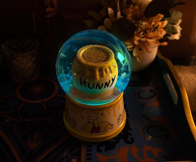 Disney Winnie The Pooh Hunny Pot Light-Up Adult Snow Globe with Swirling Glitter Display Piece | 6 Inches Tall