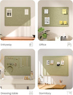 Fluxynara Bulletin Board, 23.6" x 17.5" Cork Board Alternative with 12 Safe Removable Adhesive Tabs, Foldable Felt Pin Board for Home Office, Classroom, Bedroom,Entryway for Walls—Olive Green