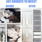 4 PCS Jean Organizer for Closet, 7 Grids Foldable Wardrobe Clothes Organizer, Stackable Fabric Closet Organizers and Storage for T Shirt Jean Sweater Shirt Pants